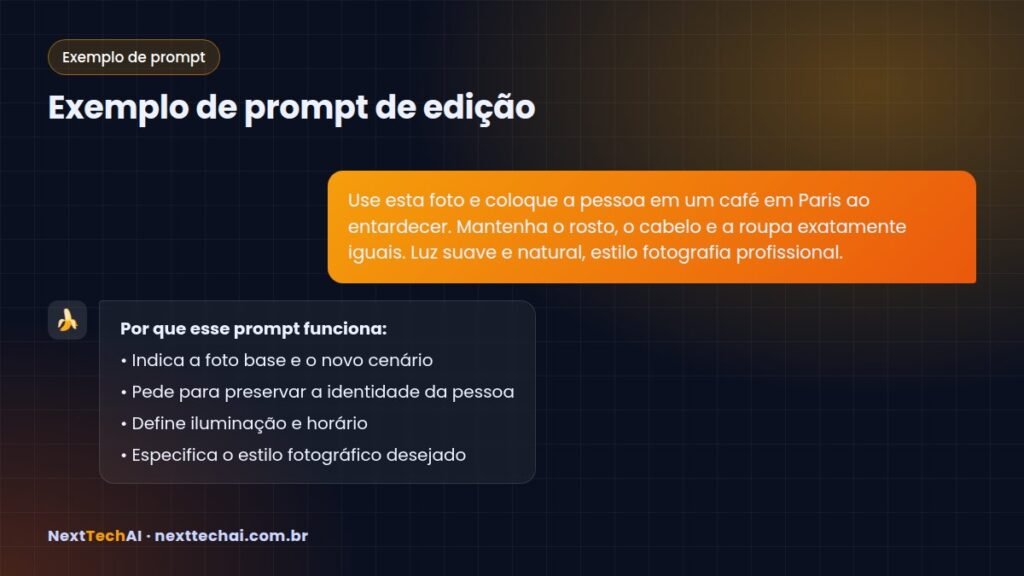 Exemplo de prompt de edição - Nano Banana