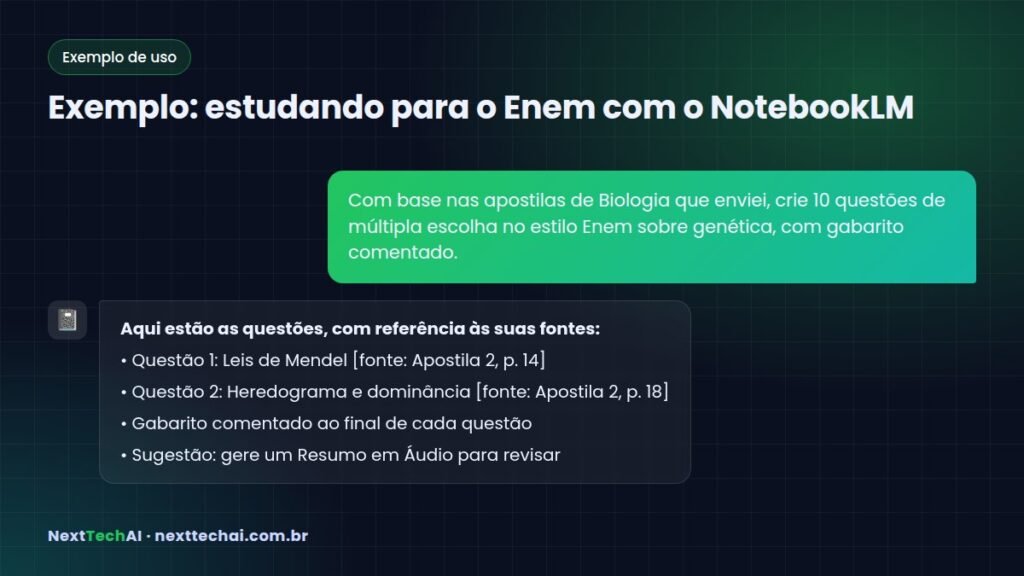 Exemplo: estudando para o Enem com o NotebookLM - NotebookLM
